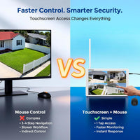 4MP Solar Wireless Security Cameras with Touch Monitor, 2-Cam Kit