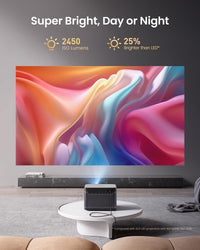DBOX02 Laser Projector 4K GTV, 2450 ISO Lumens, Netflix Officially Licensed, Blu-Ray 3D, Home Theater Projector with Wifi and Bluetooth, HDR10+, 200-Inch Picture, 2X12W DTS:, Dolby Audio