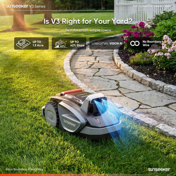 SUNSEEKER V3 Robot Lawn Mower, (0.15 Acre), Vision AI, Wire-Free