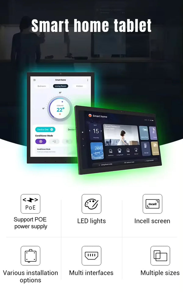 AST Android POE Tablet 10.1 Inch Smart Home Control Panel with MQTT,LED Lights,Google Play,Wifi,Bt,Rj45