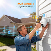 4MP Solar Wireless Security Cameras with Touch Monitor, 2-Cam Kit